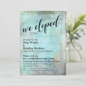 Rustic Aqua Onze Elopement Naslaghuwelijksfeest Kaart (Staand voorkant)