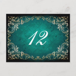 rustic aqua regal trouwtafel - zitkaart briefkaart