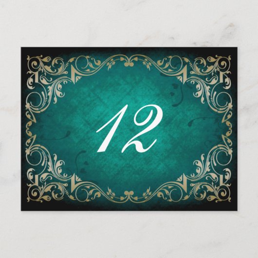 rustic aqua regal trouwtafel - zitkaart briefkaart (Voorkant)