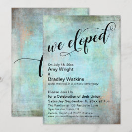 Rustic Aqua We Eloped Post Huwelijksfeest Viering Kaart