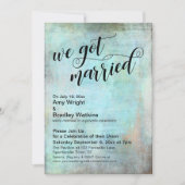 Rustic Aqua We Got Married Ontvangst-Only Kaart (Voorkant)