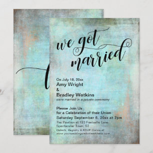 Rustic Aqua We Got Married Ontvangst-Only Kaart