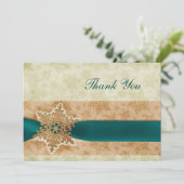 Rustic aqua winter bruiloft Bedankt Kaart (Staand voorkant)