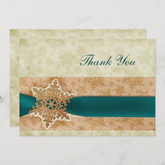 Rustic aqua winter bruiloft Bedankt Kaart (Voorkant / Achterkant)