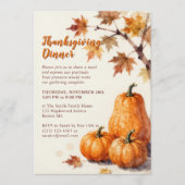 Rustic Aquarel Pompoenen Herfst Thanksgiving Kaart (Voorkant)
