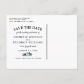 Rustic Arch Dusty Blue Floral Save the Date Aankondigingskaart (Achterkant)