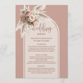 Rustic Arch Pastel Pink Pampas Floral Wedding Menu (Voorkant)
