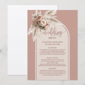 Rustic Arch Pastel Pink Pampas Floral Wedding Menu (Voorkant / Achterkant)