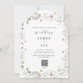 Rustic Arch Wildflower+ RSVP QR code bruiloft Kaart (Voorkant)