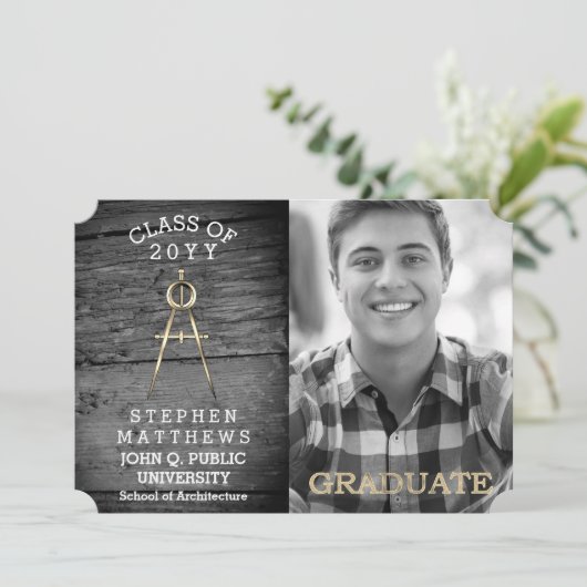 Rustic Architect Architecture Compass Afstuderen Kaart (Staand voorkant)