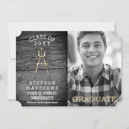 Rustic Architect Architecture Compass Afstuderen Kaart (Voorkant)