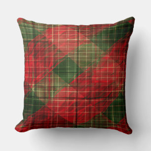 Rustic Argyle Kerstkussen – Rood & Groen Kussen