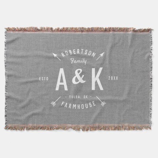Rustic Arrow Family Monogram Deken (Voorkant)