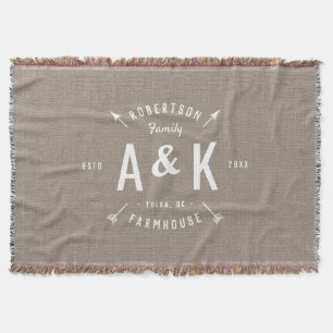 Rustic Arrow Family Monogram Deken