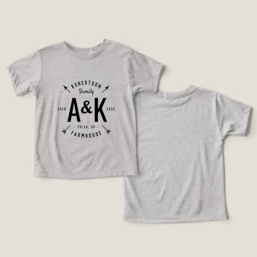 Rustic Arrow Family Monogram Farmhouse (Ontwerp Voorkant & Achterkant)