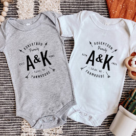Rustic Arrow Family Monogram Farmhouse Romper