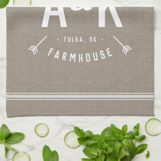 Rustic Arrow Family Monogram Theedoek (Gevouwen)