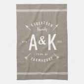 Rustic Arrow Family Monogram Theedoek (Verticaal)