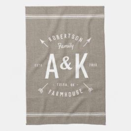 Rustic Arrow Family Monogram Theedoek