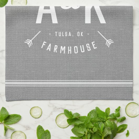 Rustic Arrow Family Monogram Theedoek (Gevouwen)