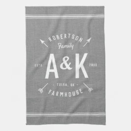 Rustic Arrow Family Monogram Theedoek