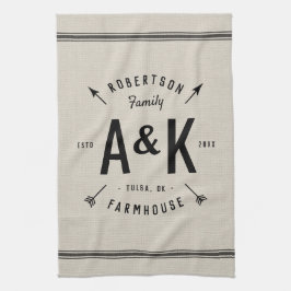 Rustic Arrow Family Monogram Theedoek
