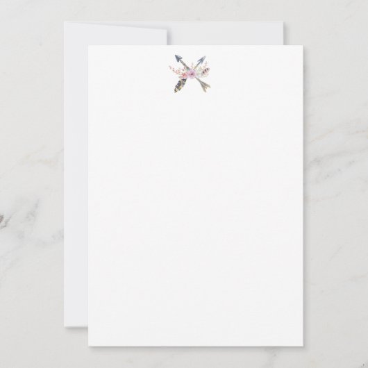 Rustic Arrow Feather Flower Briefpapier Bedankkaart (Voorkant)