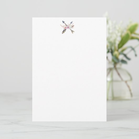 Rustic Arrow Feather Flower Briefpapier Bedankkaart (Staand voorkant)