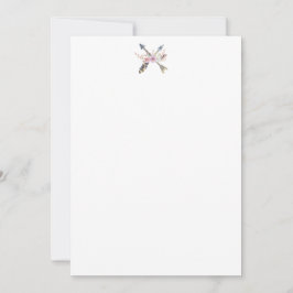 Rustic Arrow Feather Flower Briefpapier Bedankkaart