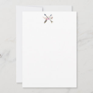 Rustic Arrow Feather Flower Briefpapier Bedankkaart