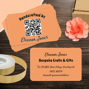 Rustic Art Craft Peach QR-code Visitekaartje