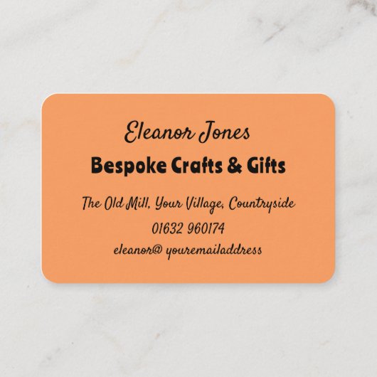 Rustic Art Craft Peach QR-code Visitekaartje (Achterkant)