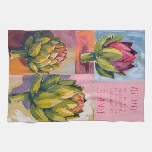 Rustic artichoke Watercolor Farmhouse Kitchen Theedoek (Horizontaal)