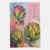 Rustic artichoke Watercolor Farmhouse Kitchen Theedoek (Verticaal)