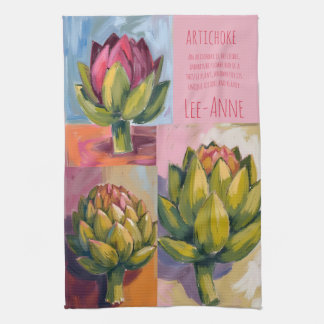 Rustic artichoke Watercolor Farmhouse Kitchen Theedoek