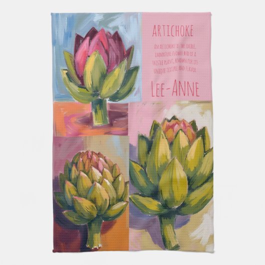 Rustic artichoke Watercolor Farmhouse Kitchen Theedoek (Verticaal)