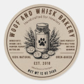 Rustic Artisan Bakery Ingrediënt doggy cookie Ronde Sticker (Voorkant)