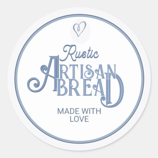 RUSTIC ARTISAN BREAD Freshly Bked Farmhouse Blue Ronde Sticker (Voorkant)