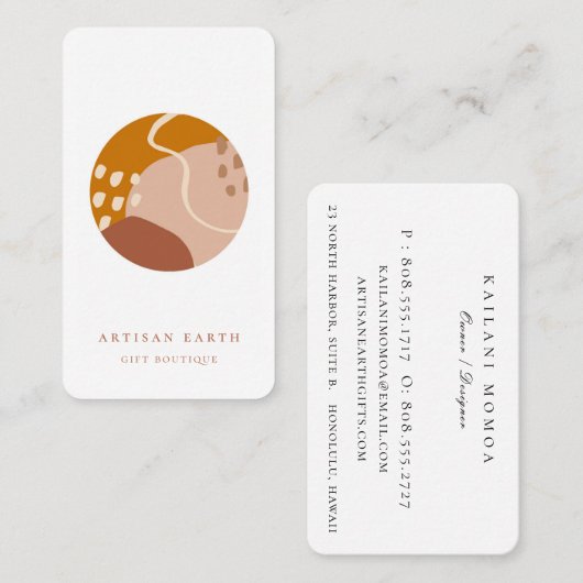 Rustic Artisan Earthy Abstracte Logo Visitekaartje (Voorkant / Achterkant)
