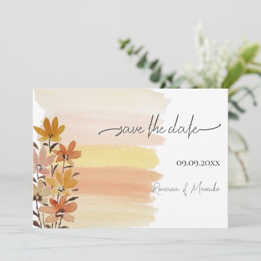 Rustic Artistic Wildflowers Waterverf Art Save The Date (Staand voorkant)