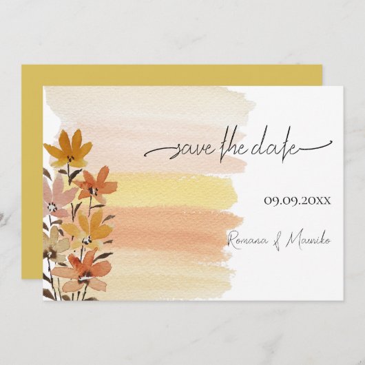 Rustic Artistic Wildflowers Waterverf Art Save The Date (Voorkant / Achterkant)