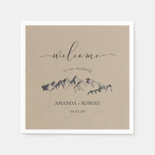 Rustic Artsy Mountain Wedding Persoonlijk Servet (Voorkant)