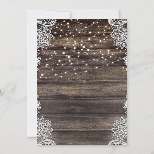 Rustic Ash Brown Wood Lace & Lights Vrijgezellenfe Kaart (Achterkant)