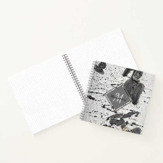 Rustic Aspen Bark Texture Monogram Name Custom Notitieboek (Binnen)