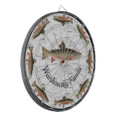 Rustic Aspen Bark Trout Fisherman Lake House Dar Dartbord (Voorkant Links)