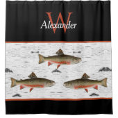 Rustic Aspen Bark Trout Fisherman Lake House Douchegordijn (Voorkant)