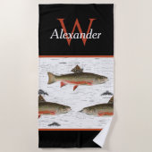 Rustic Aspen Bark Trout Fisherman Lake House Strandlaken (Voorkant)