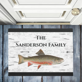 Rustic Aspen Bark Trout Fishman Lake House Deurmat