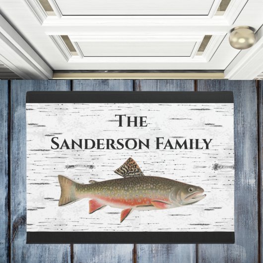 Rustic Aspen Bark Trout Fishman Lake House Deurmat