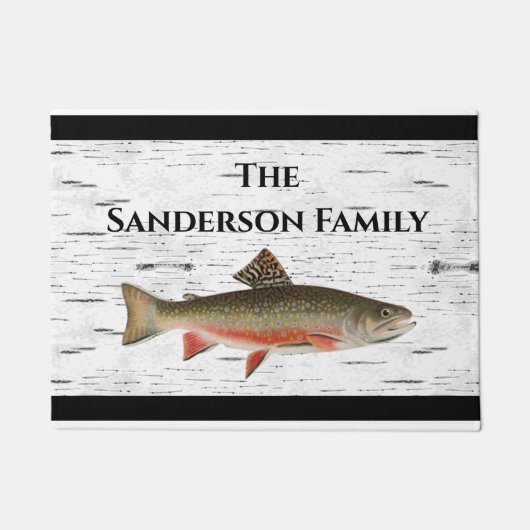 Rustic Aspen Bark Trout Fishman Lake House Deurmat (Voorkant)